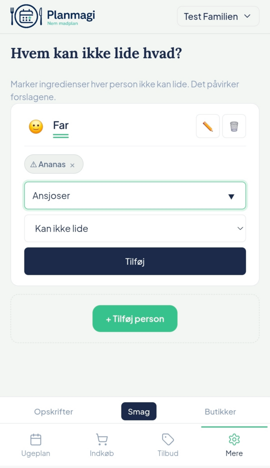 Tilføj ingredienser man ikke kan lide