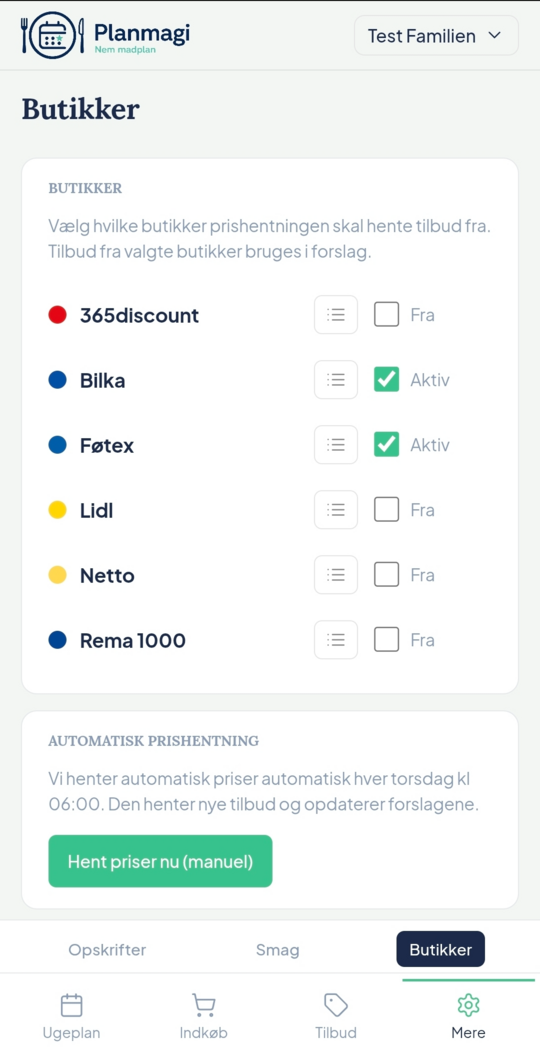 Vælg dine butikker