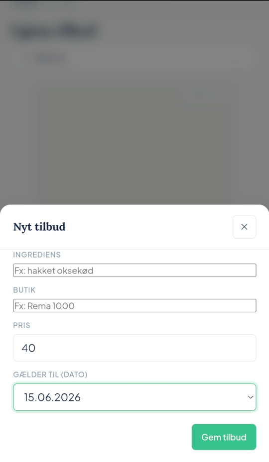 Tilføj tilbud manuelt